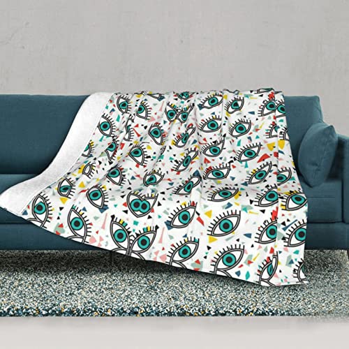 Couverture de canapé imprimée yeux plaid double couche pour salon