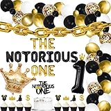 The Notorious One 1st Birthday Party Decorations Kit - Cake Topper, Gold Chain Balloon, Hip Hop Theme