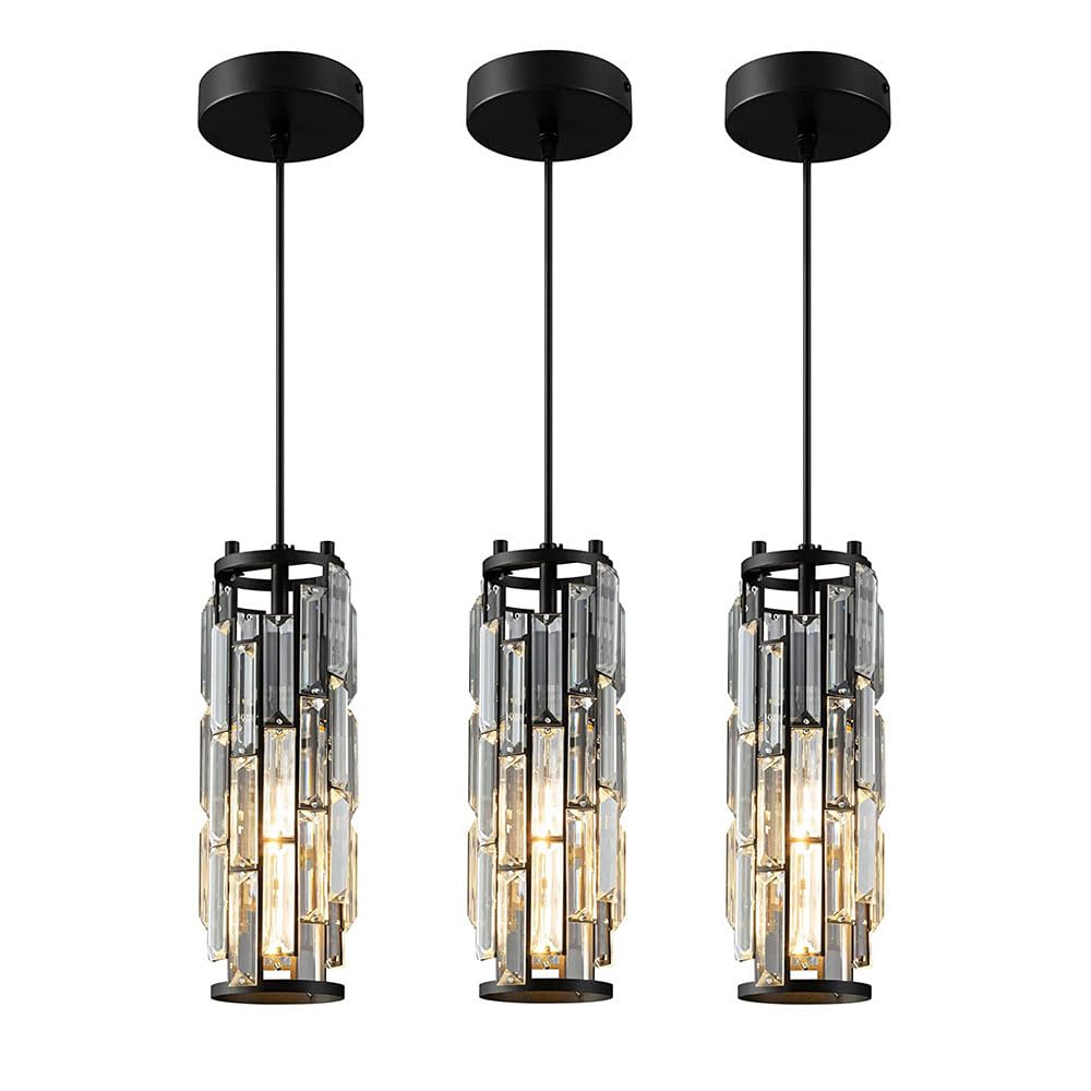 SXECAEPS Modern creative chandelier Transparent Crystal Pendant Lights,Cylindrical Lampshade Hanging Lamp,E27 Base Ceiling Light,rope Adjustable,Hanging Lamp,Hallway,Bedside,Kitchen