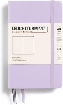 LEUCHTTURM1917 - Notebook Hardcover Pocket A6-187 Numbered Pages for Writing and Journaling Lilac, Plain