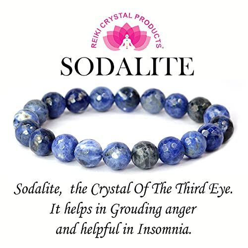 Image of Reiki Crystal Products Certified Natural Crystal Stone Diamond Cut /Faceted 10 mm Beads Bracelet for Men & Women | Reiki Charged Gemstone Jewellery | Multiple Stone Variants Available