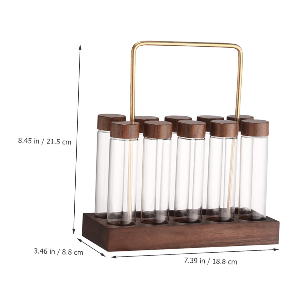 BESPORTBLE Kaffeebohnen Behälter Satz aus Glas mit Ständer, 1 Satz | Aufbewahrungsröhrchen für Bohnen, mit Holz und Messingelementen, für Küche und Kleine Küchen