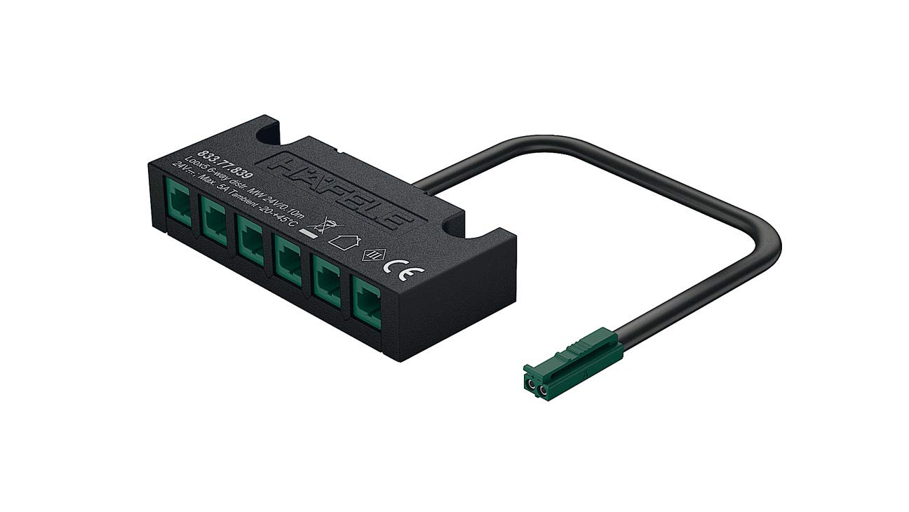Hafele Loox5 12V/24V 6-Way Distributor Without Switching Function (24V - 833.77.839)