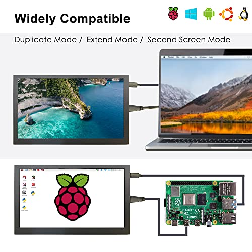 Image of 7inch Touch IPS Portable Monitor with Dual Speakers, Audio Jack, 1024x600 Capacitive Touchscreen Metal Case, HDMI USB Computer Display for Windows Raspberry Pi Ubuntu Mac, Drive-Free