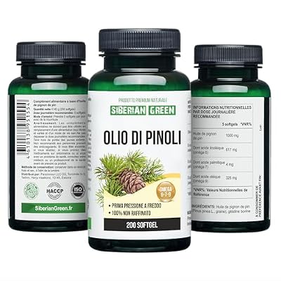 Siberian Green Pine Nut Oil Capsules 200 Softgels Wild Harvested Siberia Altai Cold Pressed Unrefined