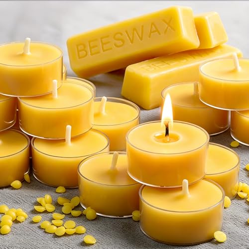 MOSROAD Beeswax Tea Lights Candles 16 Pack 4 Hours Clean Burn