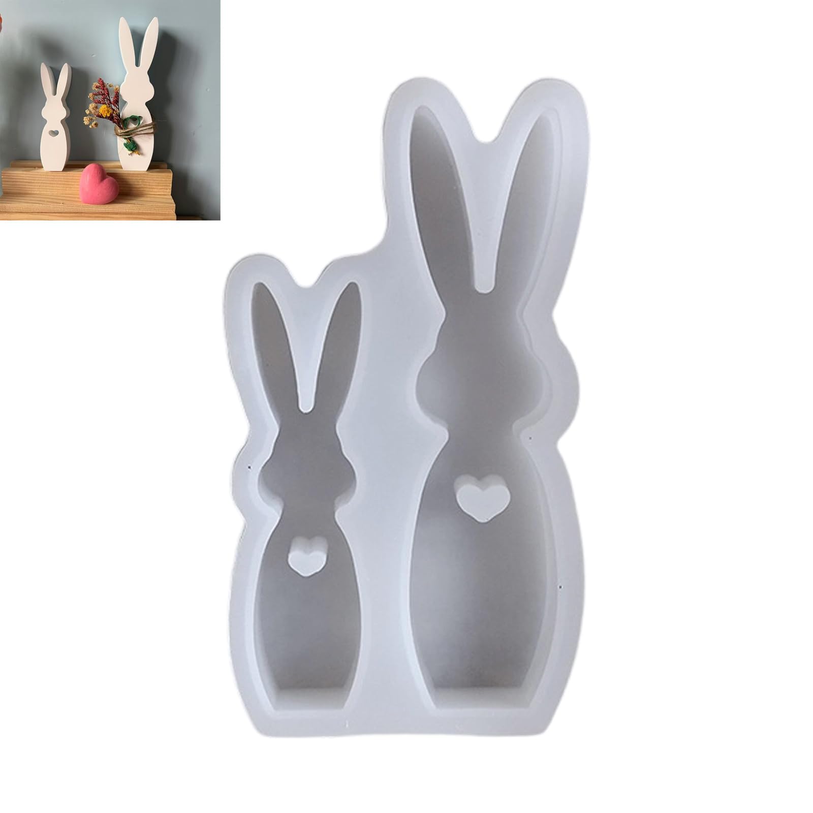 hogtnd Rabbit Silicone Moulds with 2 Cavities, Food Grade Silicone Baking Mould for Epoxy Resin, Handmade Candles, Soap, Chocolate, Baking, Crafts, Elastomer Moulds