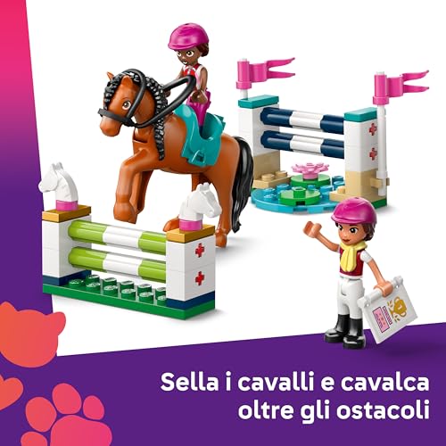 Friends Scuderia e Accademia di Equitazione - Gioco Didattico con Animali, 3 Mini Bamboline, 2 Cavalli Giocattolo, Cuccioli e Accessori per la Toelettatura - Regalo per Bambine da 7 Anni - 42688 - Lego - Immagine 3