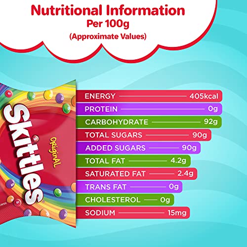 Image of Skittles Original Chewy Fruit Candy Sharing Pack, Bite-Size Fruity Flavours (Lemon, Apple, Grape, Strawberry, Orange), Imported Candies, 90g, Pack of 6