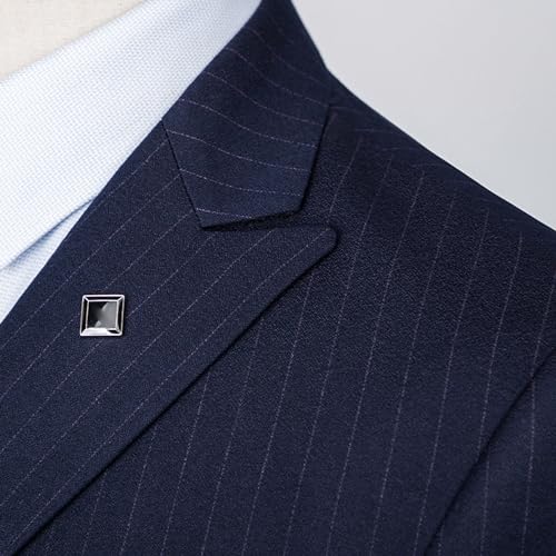 Striped Double Breasted Suit for Men Classic Fit Peak Lapel Blazer Business Wedding Prom Sport Coat2