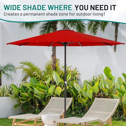 Image of AreShark 12 FT Patio Umbrella for Outdoor, Outdoor Table Umbrella with Crank, Outdoor Patio Umbrellas with 8 Sturdy Ribs, Patio Umbrellas for Market, Garden, Pool (Red)