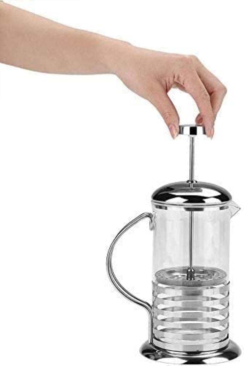 Cafetera de prensa, prensa de café, cafetera, cafetera, cafetera y tetera, prensa de café de vidrio de borosilicato espesado, libre de óxido y apto for lavavajillas, vaso de café for té, café, viajes,