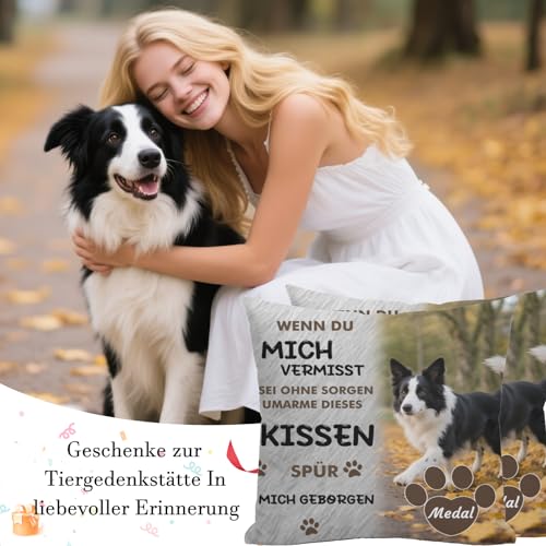 Umitive Personalisiertes Hundekissen - Individuelles Foto & Name Kissenbezug zur Erinnerung an verstorbene Haustiere - Trostspender für Trauernde (Style C)