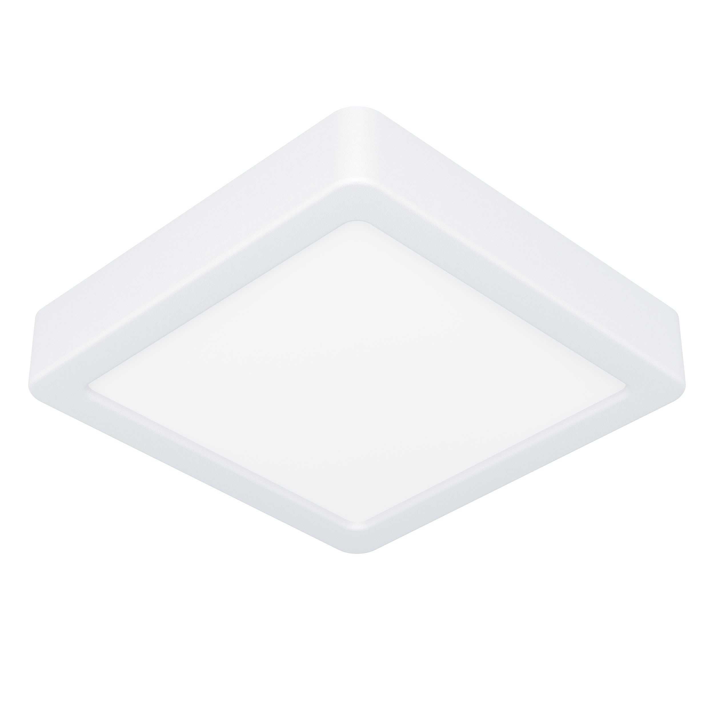 Eglo LED Ceiling Light Fitting Fueva 6, Square Ceiling lamp, Bathroom Lighting, Flush luminaire Made of Plastic in White, Warm White-Cold White, IP44, 15 x 15 cm
