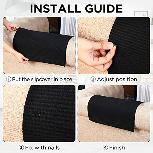 Yinkin 3 Pcs Recliner Headrest Cover Headrest Protector For Recliner Sofa Chair Small Checks Couch Head Covers Head Protector For Recliner Slipcovers Sofa, 26.77 X 16.93'' (Black) #TOP2