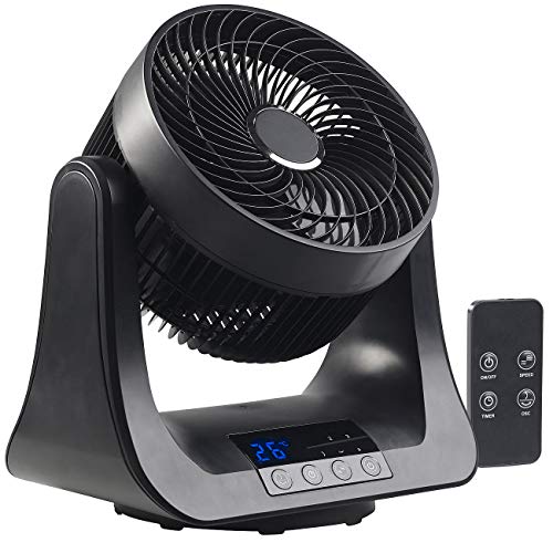 Sichler Haushaltsgeräte 3 D Ventilator: Digitaler 3D-Robo-Raumventilator und Luftzirkulator, 45 Watt, Ø 21 cm (Raum-Ventilator, Tischventilator mit Fernbedienung, Klimaanlage)