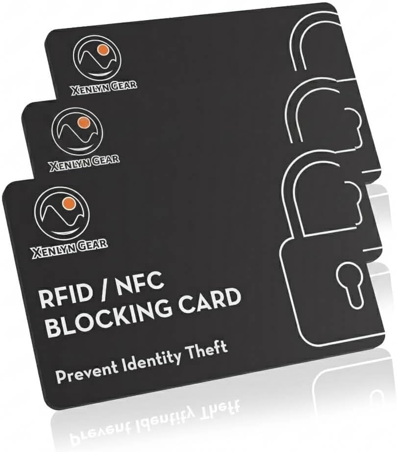 RFID Blocking Card with Advanced Signal Blocking Technology - Contactless Card Protector with Build-In Chip for NFC Blocking- Slim Design Fits Simply into Your Wallets & Purses - 2 PACK