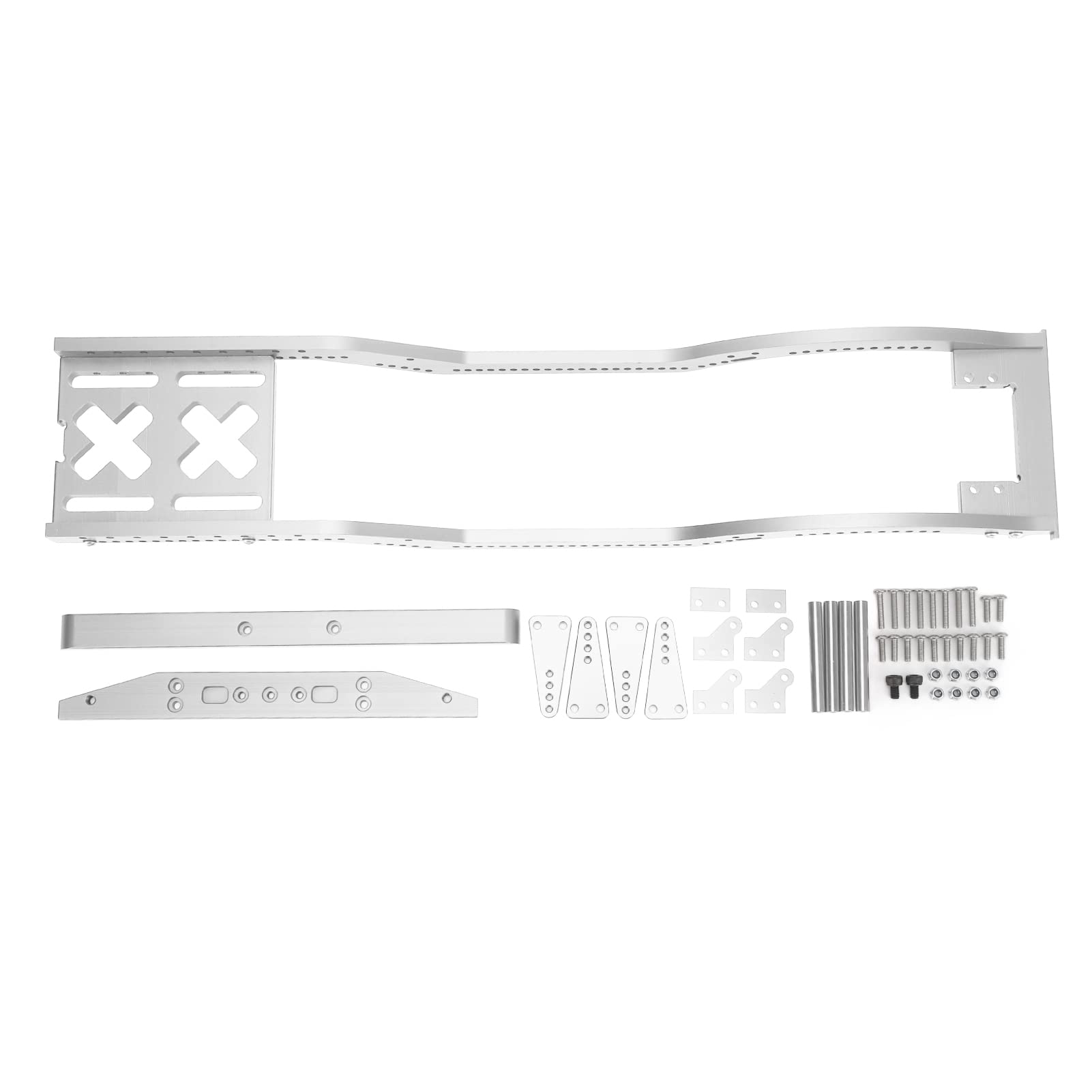 Haofy Zestaw Metalowego Podwozia Samochodu RC, Rama ze Stopu Aluminium ze Zderzakami, do Pojazdów Gąsienicowych SCX10 D90 1/10 RC (SILVER)