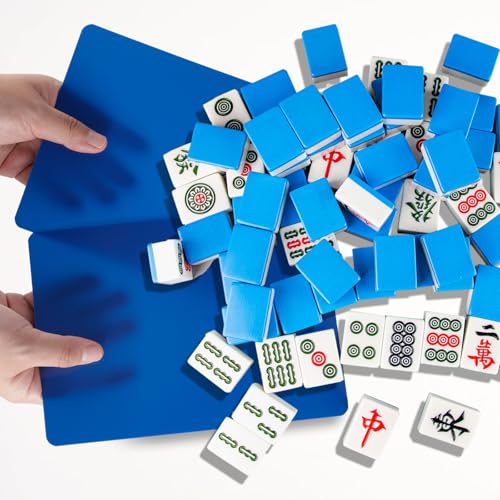 Mezclador de fichas Mahjong plástico 4 piezas azul miniatura 4