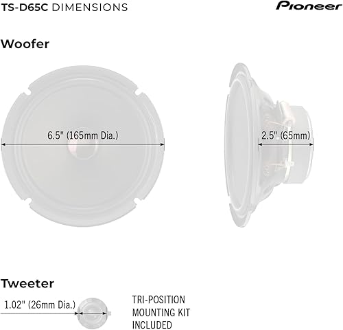 Miniatura 82 de PIONEER F-Series TS-F1634R - Altavoces de 2 vías de 6.5 pulgadas (par) - 200 W máximo, sonido equilibrado + agudos suaves, gran reemplazo de stock