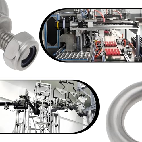 Image of OTOTEC 4 Sets M10 Lifting Eye Bolts with M10 Lock Nuts 304 Stainless Steel Eye Bolt for Mechanical Equipment Electric Power Marine Transportation