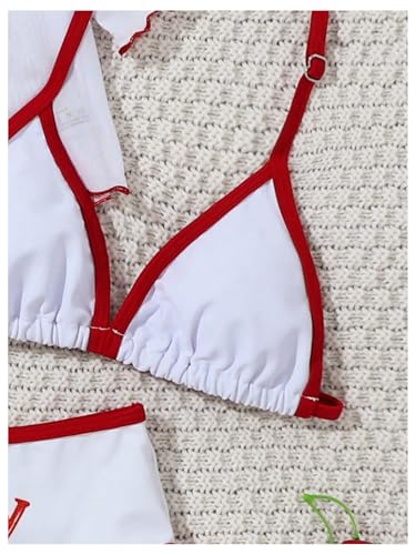 Girl's 3 Piece Cute Swimsuit Cherry Print Halter Bikini Set Triangle Bathing Suit with Cover Up Tops3