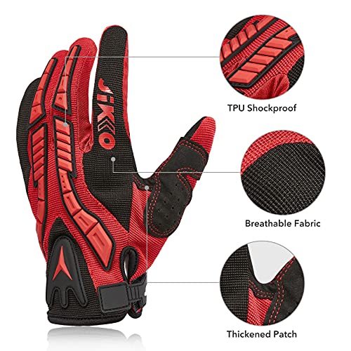 JIKKO Anti-Collision Cycling Gloves Full Finger For Men Women, Touch Screen Shock-Absorbing Anti-Slip Mountain Bike Gloves Padded Breathable MTB Road Bicycle Riding Gloves M/L/XL - Image 3