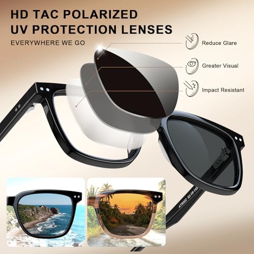 CARFIA Retro Acetate Polarized Sunglasses for Men UV Protection Square Classic Eyewear for Driving Outdoor4