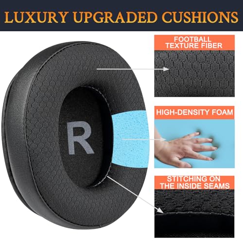 Almohadillas para auriculares SOULWIT de repuesto para EKSA E900 y E900 Pro, cojines con tela de malla duradera y espuma aislante de ruido - Negro miniatura 3