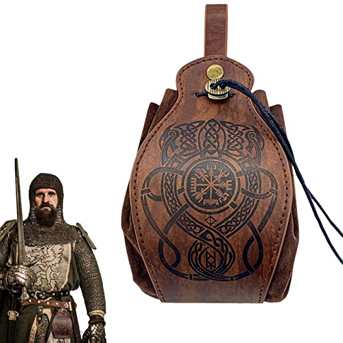 Pochette de Ceinture en Cuir Renaissance | Pochette Ceinture en Cuir à Cordon | Ceinture Renaissance, Sac Renaissance Ceinture Vintage Cosplay Marron, Accessoire de Reconstitution pour Ren Generic