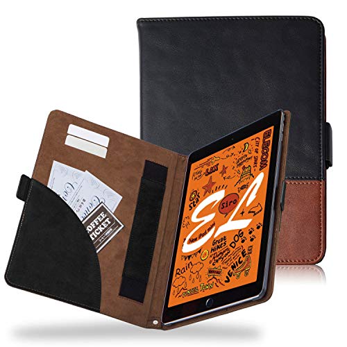 エレコム iPad mini (2019)、iPad mini 4 (2015) ケース ソフトレザーカバー フリーアングル ツートン ブラック×ブラウン TB-A19SPLFDTBK