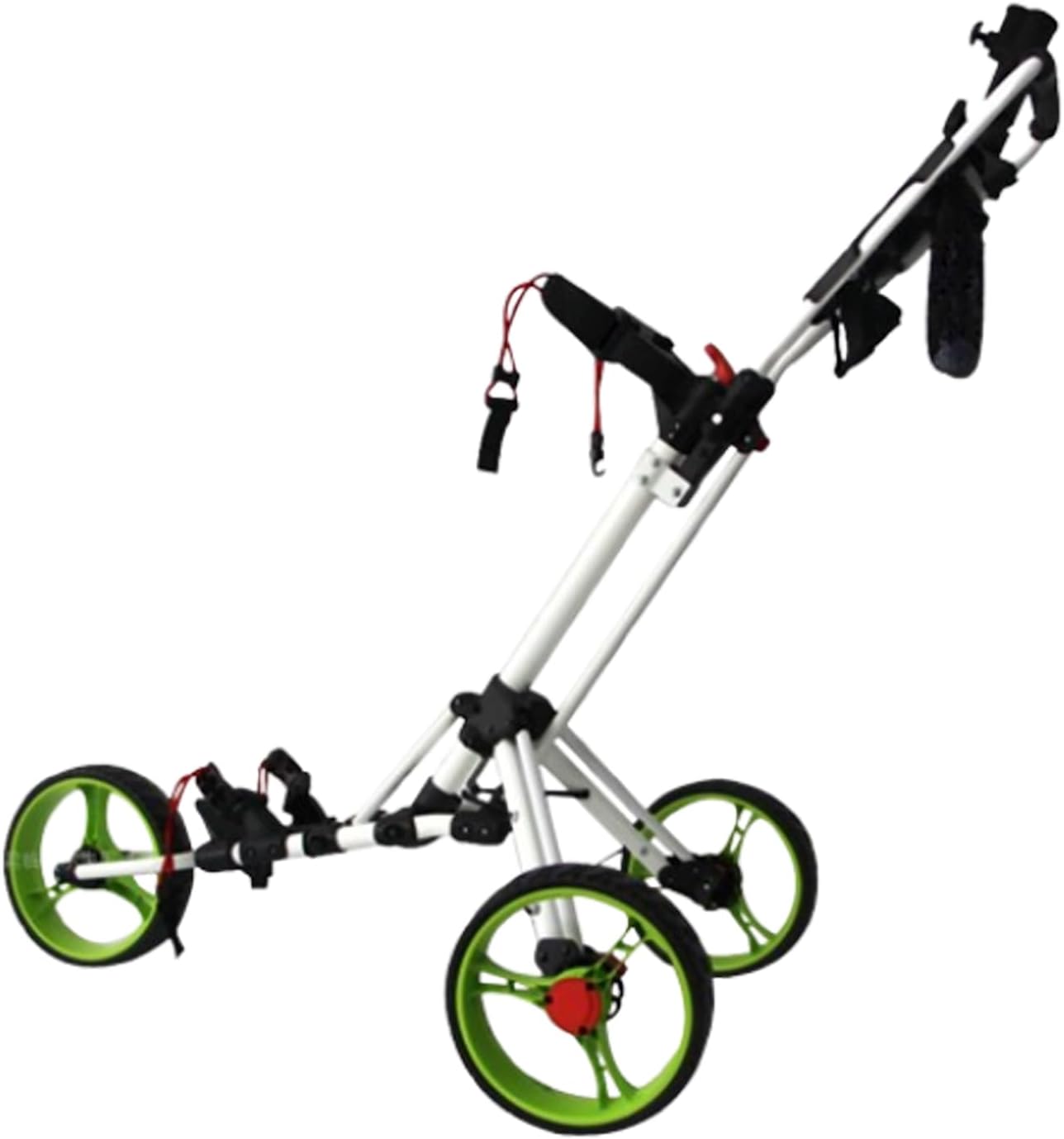 Foldable 3-Wheel Golf Trolley Cart, Lightweight Push Pull Golf Cart with Foot Brake, Adjustable Handle, Airless Tires for Easy Maneuverability,C