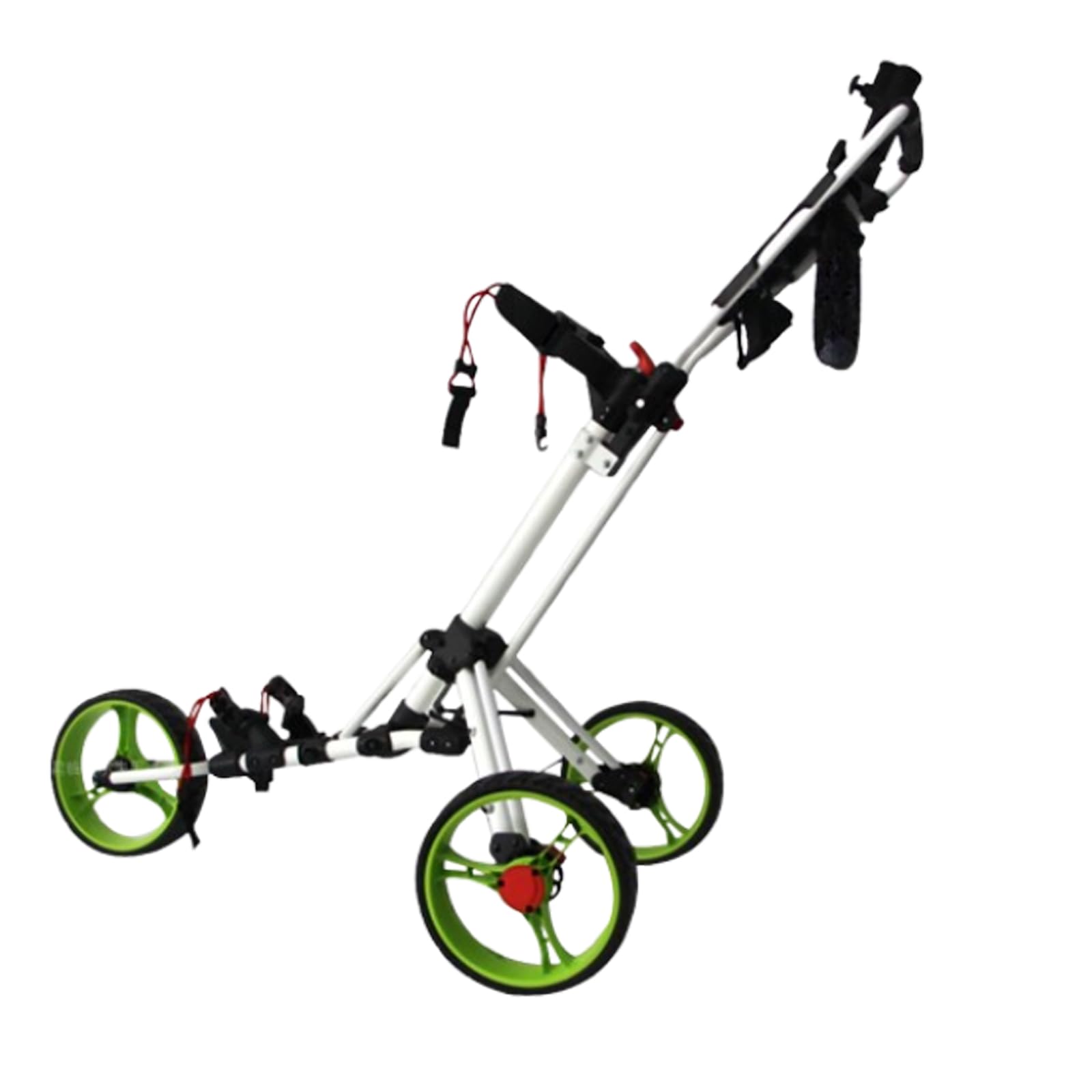 Carrello da Golf a 3 Ruote Pieghevole, Carrello da Golf a Spinta Leggera con Freno di Piede, Maniglia Regolabile, Pneumatici per la manovrabilità per Una Facile manovrabilità,A