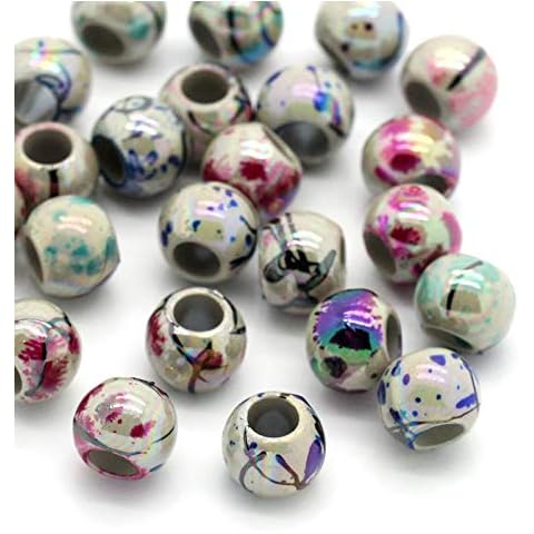 The Bead and Button Box - 100 Acrylic Multi coloured Drawbench Beads. 8mm. Hole size 4mm Ideal for jewellery making, bracelets, necklace, and other crafts Cover