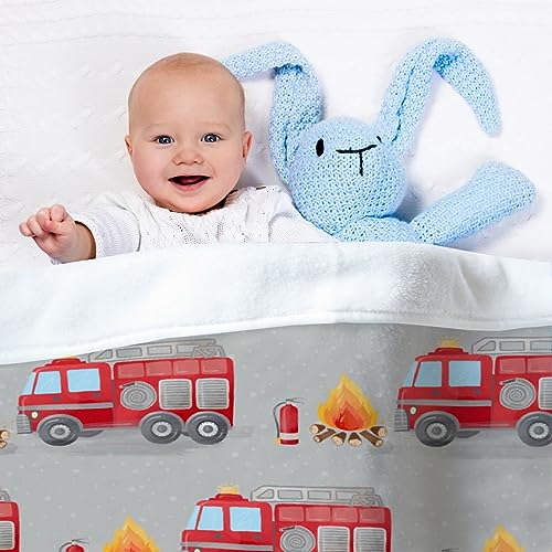 Image of Fire Truck Fireman Baby Blanket Gifts Super Soft Swaddle Newborn Cozy Baby Receiving Blanket Stroller Throw Blanket for Crib 40x30 in forBaby /Puppy