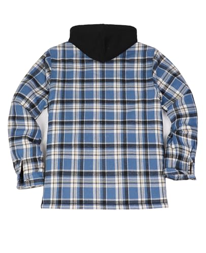 Image of ZENTHACE Men's Quilted Lined Hooded Plaid Jacket,Zipper & Snap Closure