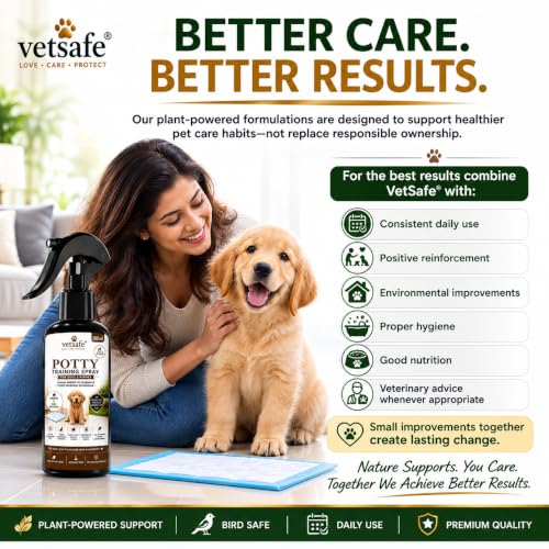 Image of VetSafe Potty Training Spray for Dogs & Puppies, 200 ml | Puppy Toilet Training Aid for Pee & Poop | Helps Guide Pets to a Designated Spot | Indoor & Outdoor Use | Alcohol-Free