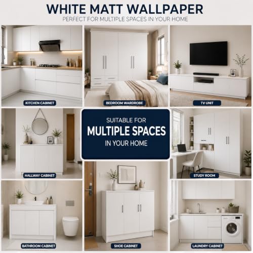 Image of WISDOM White Matte Wallpaper Self Adhesive Peel and Stick Contact Paper Waterproof Vinyl Wallpaper for Kitchen Cabinets, Furniture & Home Decor (24 x 150, White Matte Wallpaper)