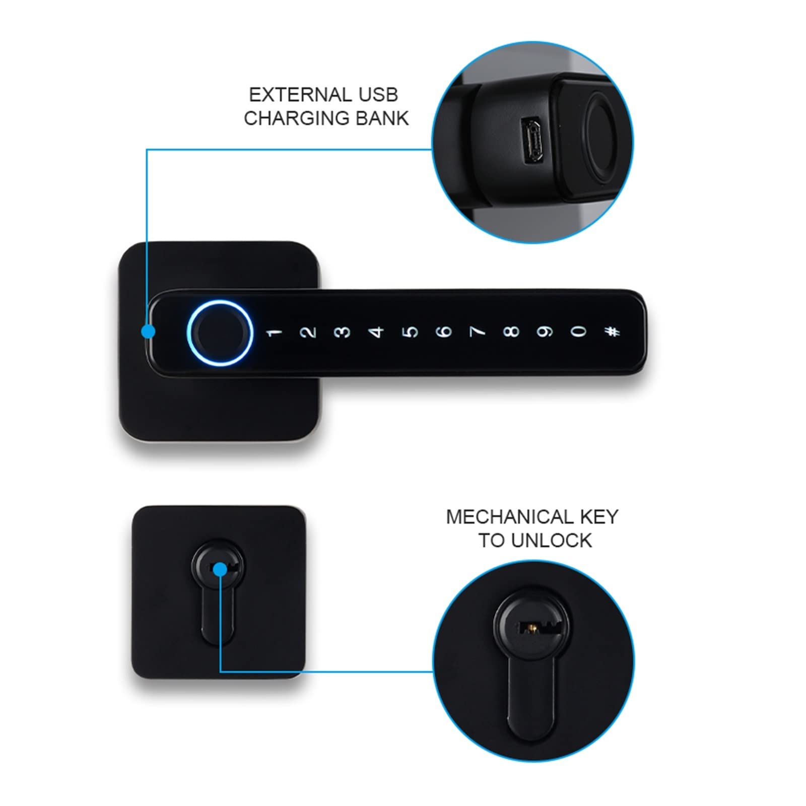 Serratura Smart, Maniglia for porta intelligente Password for impronte digitali Sblocca da remoto Blocco digitale App Tuya Ingresso senza chiave for porte Serratura elettronica intelligente ,Smart Loc