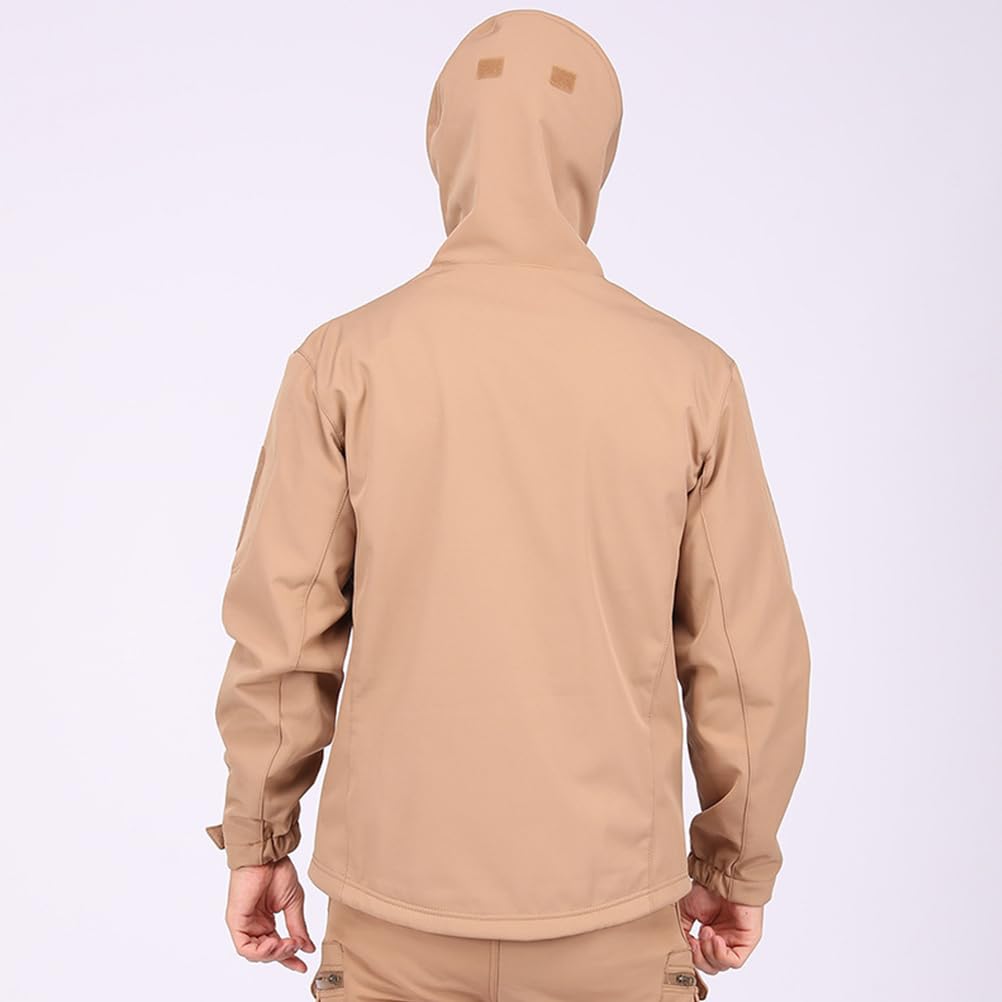 GUOCU Męskie outdoorowe wodoodporne kurtki na kemping, polowanie, wędkowanie, softshell, taktyczna kurtka z kapturem, ciepły polar, kamuflaż, wojskowe, kurtki turystyczne