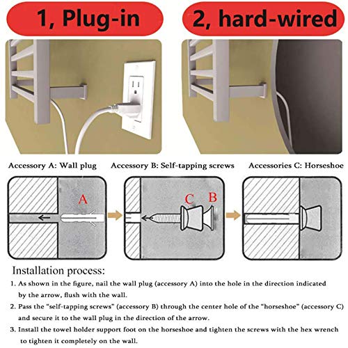 Toallero eléctrico de pared para baño calefactable con 10 barras redondas 6