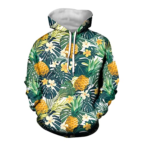 Image of Forchrinse Green Palm Tree Sea Beach Mens Hoodies Pullover Long Sleeve Fleece Hoodie Cozy Sport Casual Outwear