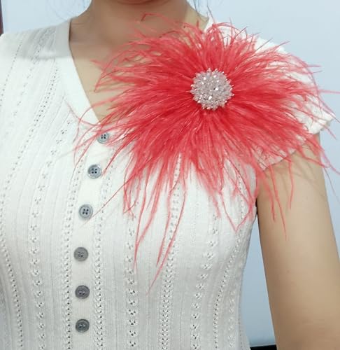 Image of 8inches Extra large feather and crystal brooch, Wedding or gala guest, Gift for her