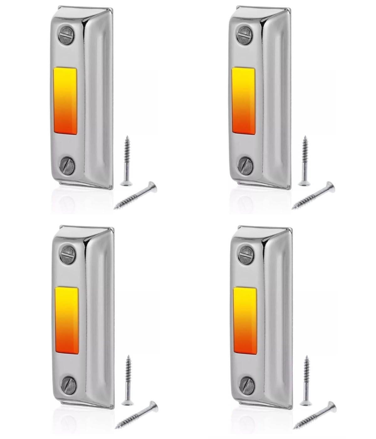 4 x LED Light Up Doorbell Push Button Slim Modern Durable and Reliable Wired Silver