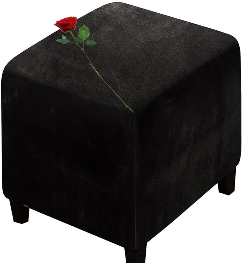 Velvet Ottoman Cover Square Small 40x40/45x45/50x50cm Cube Storage Ottoman Slipcover Footrest Foot Stool Cover Jacquard Footstool Slipcovers Home Furniture Protector ( Color : A5 , Size : 20x20 in )