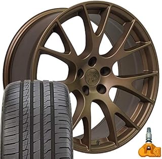 OE Wheels LLC 20 Inch Fit Dodge Challenger Charger SRT8 Magnum Chrysler 300 SRT8 DG15 Hellcat Style Bronze 20x9 Rims Hollander 2528 Ironman iMove Gen2 Tires and TPMS SET