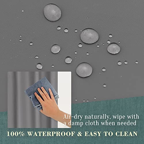 Image of No Hook PEVA Shower Curtain or Liner - 8G Heavy Duty Grey Bathroom Shower Curtain No Hooks Required, Waterproof Plastic & PVC Free, Standard Size 71 x 74, Dark Gray