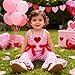 Adobabirl Toddler Baby Girl Valentines Day Outfit Overalls Love Heart Embroidery Romper Flare Pants Bell Bottom Jumpsuit (Pink, 12-18 Months)