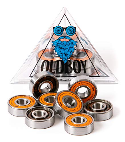 Oldboy Chrome Skateboard Bearings, Set Of 8 Bearings For Skateboard, Longboard, Inline Skates, Rollerblades, Lube Chrome Ball Bearings, Skateboard Accessories (608Rs Zro2 At 8 X 22 X 7 Mm) #TOP7