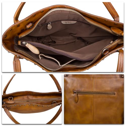 Bolso bandolera de cuero genuino para mujer color marrón miniatura 7